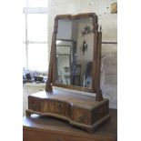 A WALNUT DRESSING TABLE MIRROR IN QUEEN ANNE STYLE,
