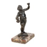 A CONTINENTAL PATINATED BRONZE MODEL OF SILENUS,