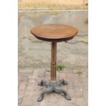 A CONTINENTAL MAHOGONY, CAST IRON AND BRASS MOUNTED CIRCULAR OCCASIONAL TABLE,