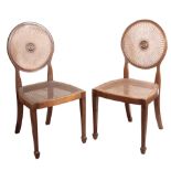 A PAIR OF MAHOGANY AND CANEWORK SIDE CHAIRS, IN GEORGE III STYLE,
