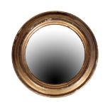 A REGENCY GILTWOOD FRAMED CONVEX WALL MIRROR,