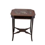 A VICTORIAN PAINTED MAHOGANY WORK TABLE, IN SHERATON TASTE,