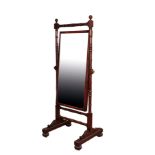 A GEORGE IV MAHOGANY CHEVAL MIRROR, IN THE MANNER OF GILLOWS,