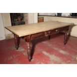 A SUBSTANTIAL VICTORIAN PINE, BEECH AND OAK KITCHEN TABLE,