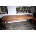 A VICTORIAN OAK REFECTORY TABLE,