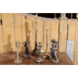 SIX VARIOUS METAL TABLE LAMPS,