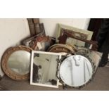 A QUANTITY OF ASSORTED ANTIQUE MIRRORS,