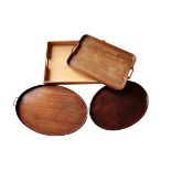 TWO GEORGE III MAHOGANY OVAL TRAYS,