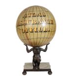 A VICTORIAN PAINTED COMPOSITION AND BRONZE MOUNTED ADVERTISING GLOBE FOR ATLAS ASSURANCE,