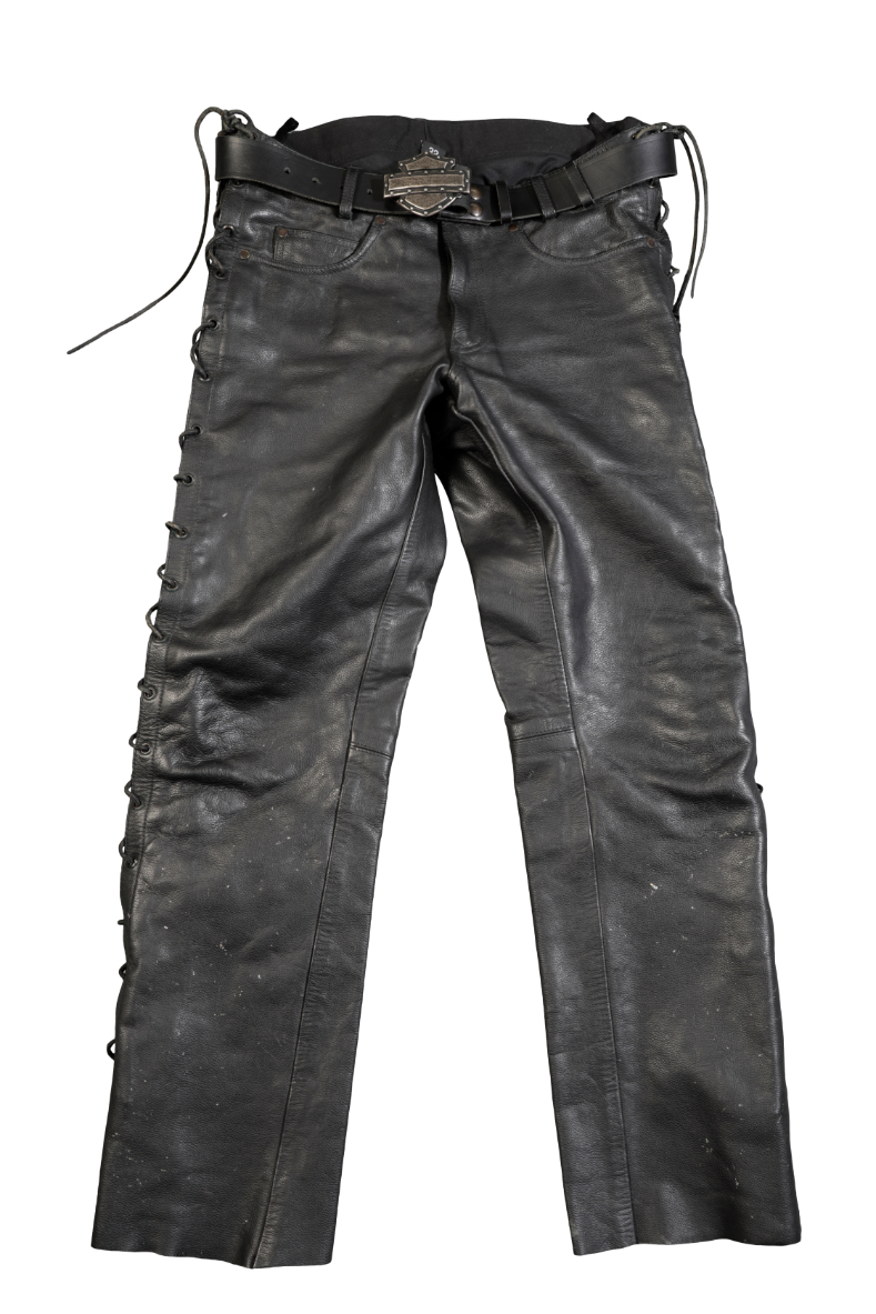 A PAIR OF BIKER'S GEARBOX LEATHER LACED JEANS - Image 3 of 3