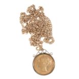 A VICTORIAN GOLD SOVEREIGN DATED 1872, MOUNTED AS A PENDANT