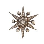 A VICTORIAN DIAMOND STAR BURST BROOCH / PENDANT