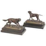 AFTER PIERRE-JULES MENE, (1810 - 1879), A PAIR OF PATINATED BRONZE MODELS OF A SETTER AND A POINTER,