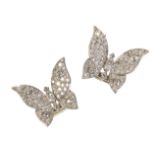 A PAIR OF DIAMOND BUTTERFLY CLIPS