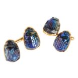 A PAIR OF TIFFANY AND CO. SCARAB BEETLE CUFFLINKS