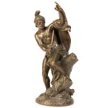 JEAN BULIO, (1827-1911, A BRONZE MODEL OF A GLADIATOR,