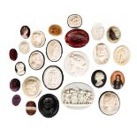 A COLLECTION OF TWENTY-FIVE ASSORTED INTAGLIO AND RELIEF MOULDED GLASS PASTE 'GEMS', THE MAJORITY A