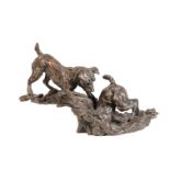 LUCY KINSELLA, (B.1960), A PATINATED BRONZE GROUP OF TWO TERRIERS,