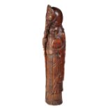 LARGE CARVED BAMBOO FIGURE OF SHOU LAO, QING DYNASTY, 19TH CENTURY