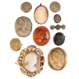 A COLLECTION OF CAMEO BROOCHES AND STUDS