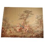 A WOVEN WOOL TAPESTRY PANEL IN MID 18TH CENTURY VERDURE STYLE,