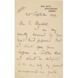 THOMAS HARDY INTEREST: A LETTER FROM MRS FLORENCE HARDY TO MR BARTELOT