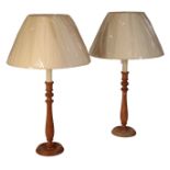 A PAIR OF TURNED WOOD TABLE LAMPS