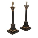 A PAIR OF COLUMNAR TABLE LAMPS