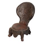A 19TH CENTURY ANGLO-INDIAN HARDWOOD CHAIR