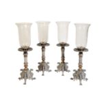 A SET OF FOUR LOUIS PHILIPPE STYLE BRASS TABLE LAMPS