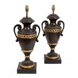 A PAIR OF EMPIRE STYLE CARVED WOOD TABLE LAMPS