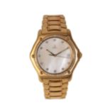 AN EBEL 1911 18CT GOLD GENTLEMAN'S BRACELET WATCH