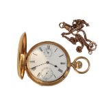 AN ARMY & NAVY 18CT GOLD GENTLEMAN'S FULL HUNTER POCKET WATCH