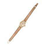 AN OMEGA LADYMATIC 9CT GOLD LADY'S BRACELET WATCH