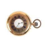 J VINCENT OF WEYMOUTH: AN 18CT GOLD HALF HUNTER GENTLEMAN'S POCKET WATCH