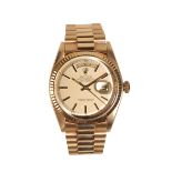 A ROLEX OYSTER PERPETUAL DAY-DATE 18CT GOLD GENTLEMAN'S BRACELET WATCH