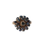 A SAPPHIRE CLUSTER RING,