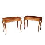 A PAIR OF VICTORIAN BURR WALNUT CARD TABLES OF LOUIS XV STYLE