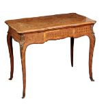 A BURR WALNUT AND KINGWOOD SERPENTINE CARD TABLE OF DIRECTOIRE STYLE