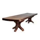 THE POXWELL MANOR REFECTORY TABLE: AN IMPORTANT OAK AND ELM "MONASTIC" REFECTORY TABLE,