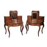 A PAIR WALNUT AND MARQUETRY CABINETS OF LOUIS XV STYLE, circa 1860