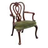 A GEORGE II MAHOGANY ARMCHAIR