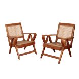 PIERRE JEANNERET (1896-1967) FOR CHANDIGARH: A PAIR OF TEAK ARMCHAIRS PJ-010610