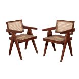 PIERRE JEANNERET (1896-1967) FOR CHANDIGARH: A PAIR OF TEAK ARMCHAIRS PJ-010100T