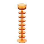 RONALD STENNETT-WILSON: A LARGE SEVEN-RING TOPAZ 'SHERINGHAM' ART GLASS CANDLESTICK