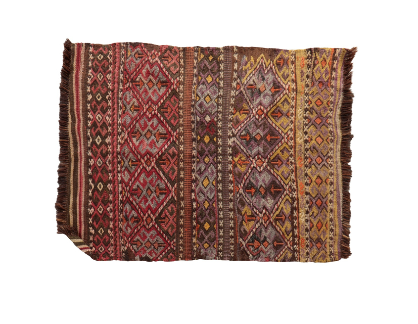 A SMALL TURKISH KILIM RUG OR BAG FACE