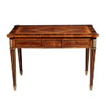 A FRENCH MAHOGANY, SATINWOOD AND ROSEWOOD CENTRE TABLE,