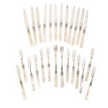 A COLLECTION OF MOTHER OF PEARL SILVER COLLARED CUTLERY