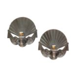 A PAIR OF ART DECO STYLE BRONZE WALL LIGHTS