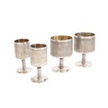 TWO PAIRS OF ART DECO STYLE SILVER WINE CUPS